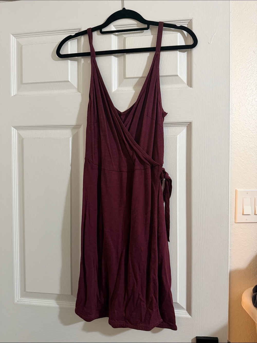 Wrap-Front Dress in Deep Plum